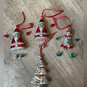 4 Reed & Barton Silverplate Springy Hanging Christmas Ornaments